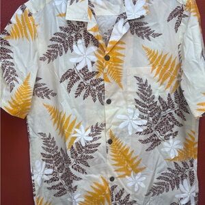 Men's Floral Leaf Print Casual Shirt